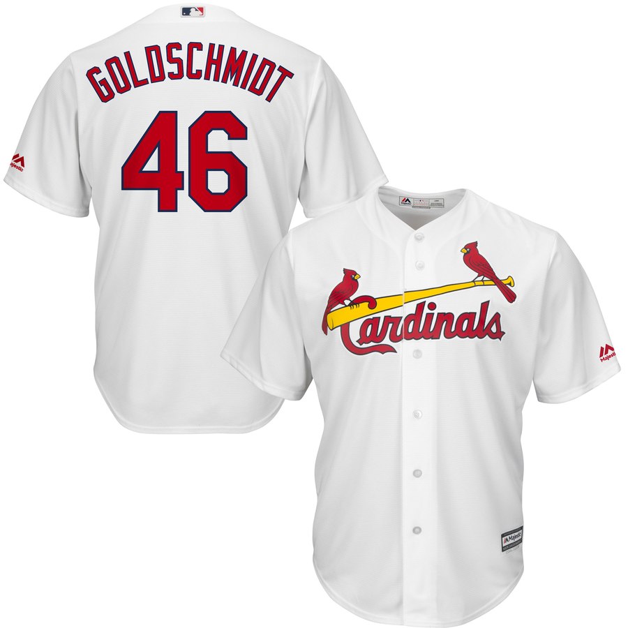 Men's St. Louis Cardinals #46 Paul Goldschmidt Majestic White Cool Base Stitched MLB Jersey
